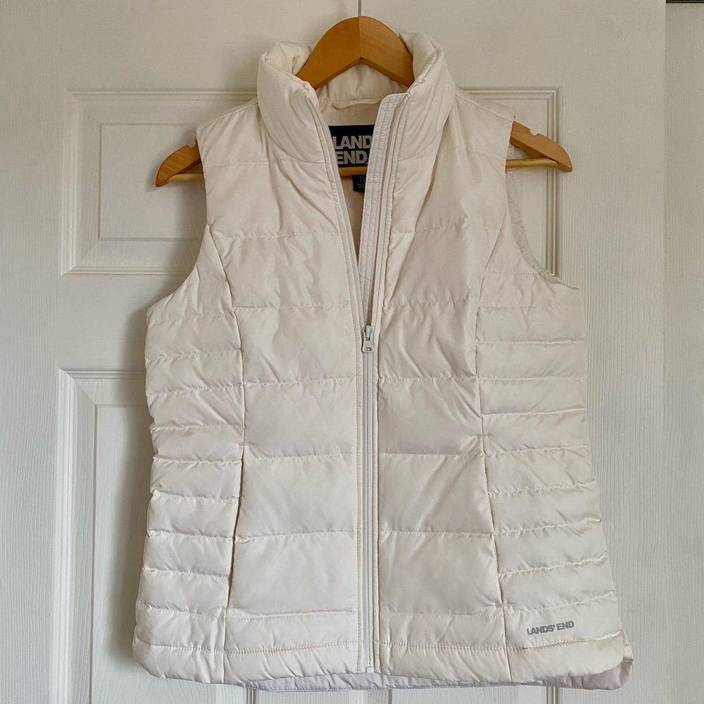 Lands' End Women's Ivory Down Puffer Vest Size XS 2-4